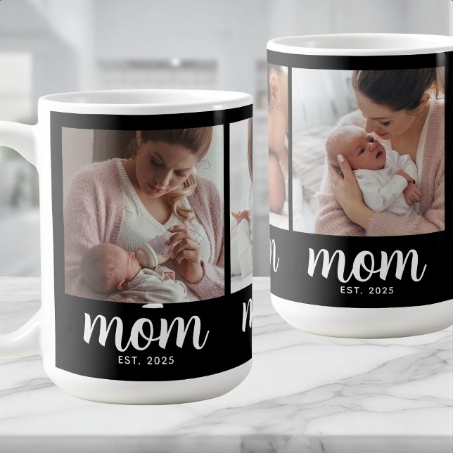 Mum Established Script Black 3 Photo Coffe Coffee Coffee Mug (Creator Uploaded)