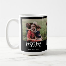 Mum Established Script Black 3 Photo Coffee Mug