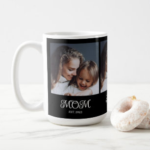 Mum Established Script Black 3 Photo Coffee Mug