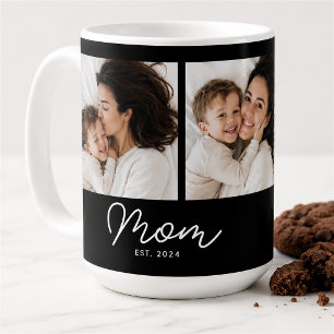 Mum Established Script Black 3 Photo Coffee Mug