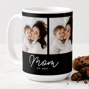 Mum Established Script Black 3 Photo Coffee Mug
