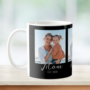 Mum Established Script Black 3 Photo Coffee Mug