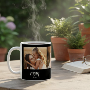 Mum Established Script Black 3 Photo Coffee Mug