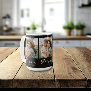 Mum Established Script Black 3 Photo Coffee Mug