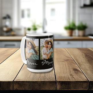 Mum Established Script Black 3 Photo Coffee Mug