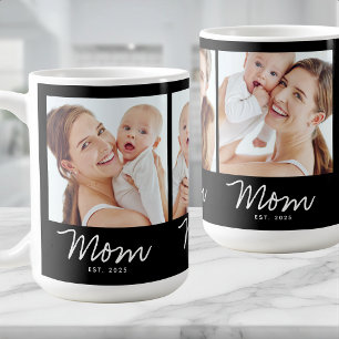 Mum Established Script Black 3 Photo Coffee Mug