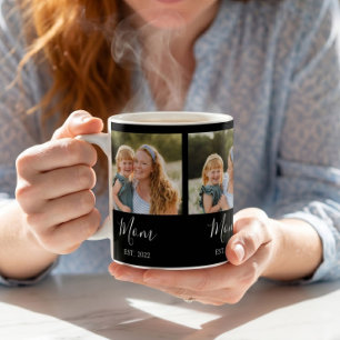 Mum Established Script Black 3 Photo Coffee Mug