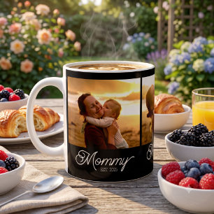 Mum Established Script Black 3 Photo Coffee Mug