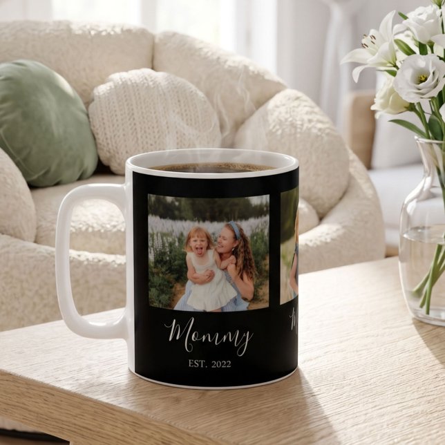Mum Established Script Black 3 Photo Coffee Mug (Creator Uploaded)