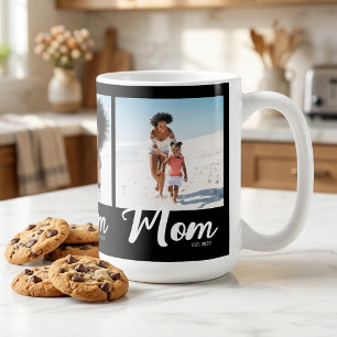 Mum Established Script Black 3 Photo Coffee Mug