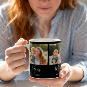 Mum Established Script Black 3 Photo Coffee Mug