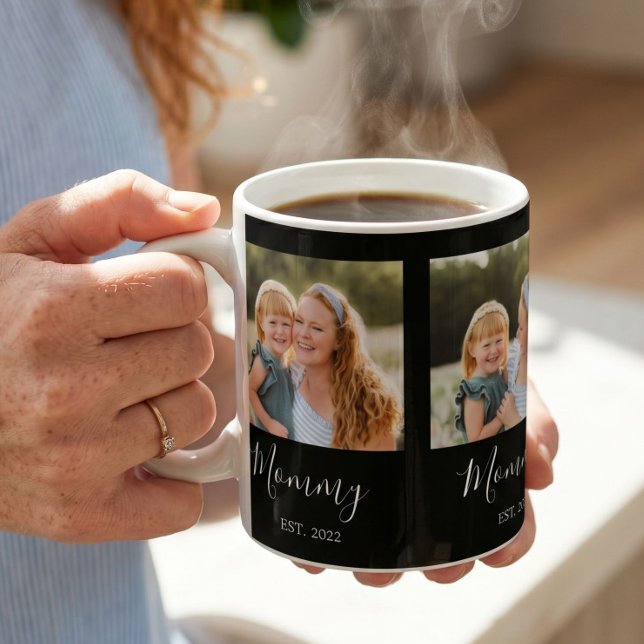 Mum Established Script Black 3 Photo Coffee Mug (Creator Uploaded)