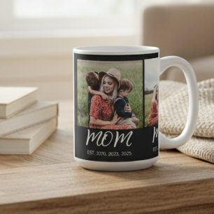 Mum Established Script Black 3 Photo Coffee Mug