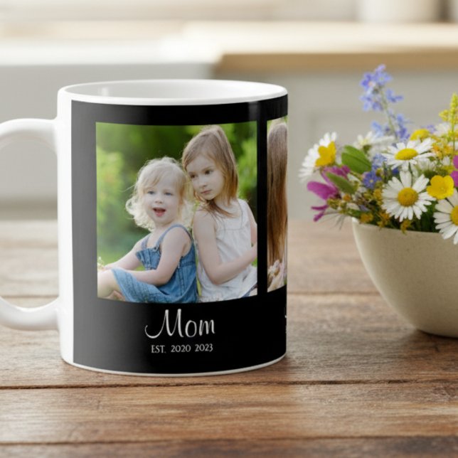 Mum Established Script Black 3 Photo Coffee Mug (Creator Uploaded)
