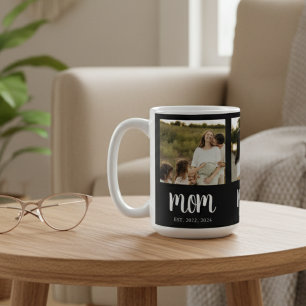 Mum Established Script Black 3 Photo Coffee Mug