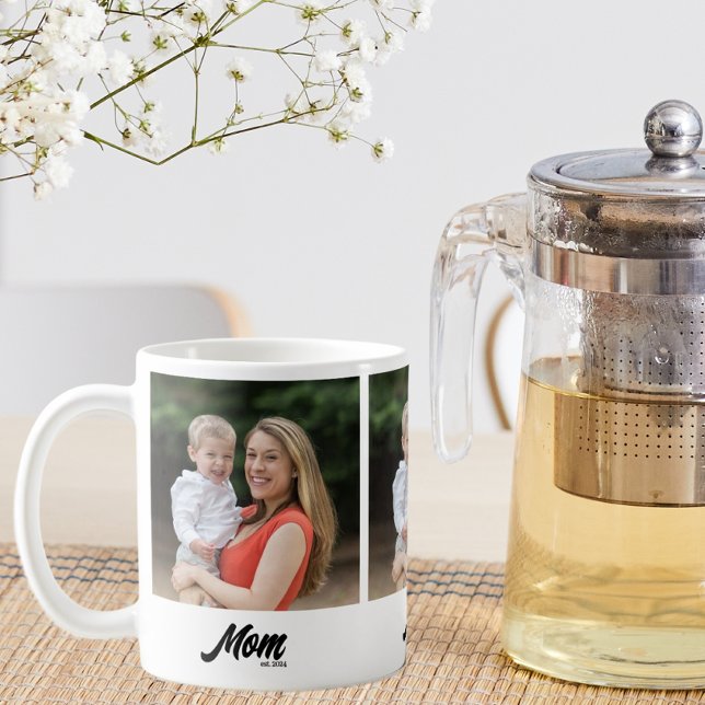 Mum Established Script Black 3 Photo Coffee Mug (Creator Uploaded)