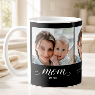 Mum Established Script Black 3 Photo Coffee Mug