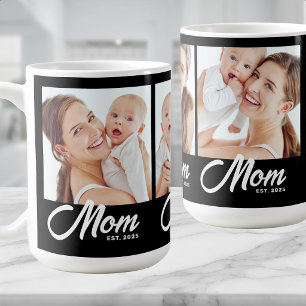 Mum Established Script Black 3 Photo Coffee Mug