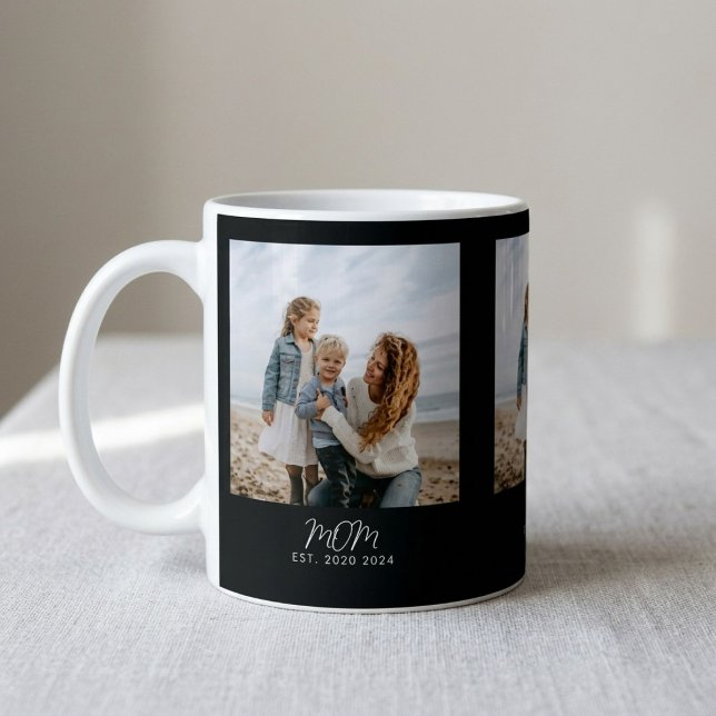 Mum Established Script Black 3 Photo Coffee Mug (Creator Uploaded)