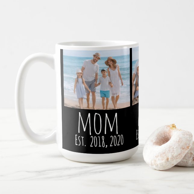Mum Established Script Black 3 Photo  Coffee Mug (With Donut)