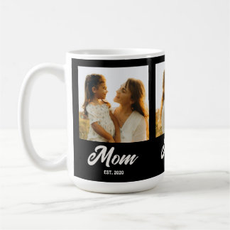 Mum Established Script Black 3 Photo Coffee Mug