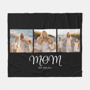 Mum Established Script Black 3 Photo Fleece Blanket