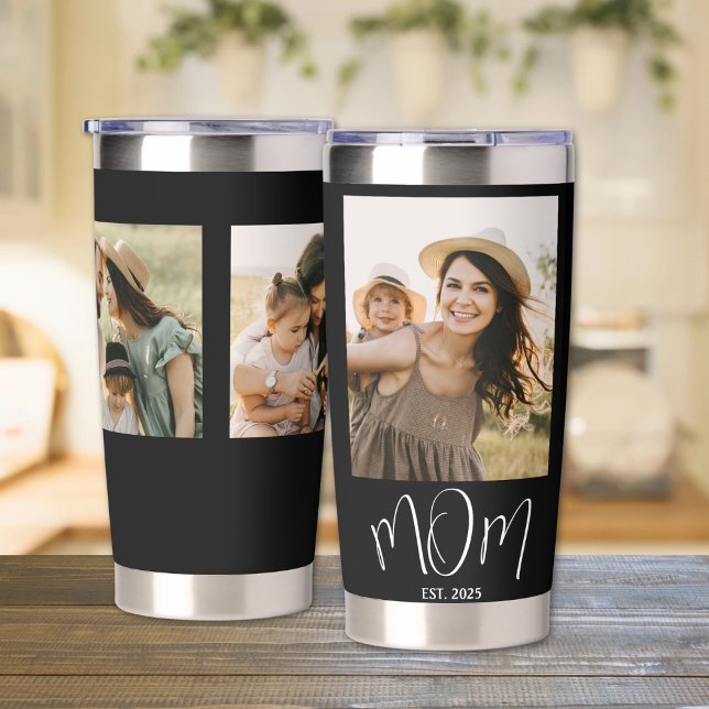 Mum Established Script Black 3 Photo Insulated Tumbler (Creator Uploaded)