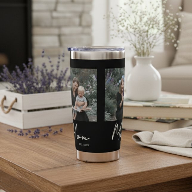 Mum Established Script Black 3 Photo Insulated Tumbler (Creator Uploaded)