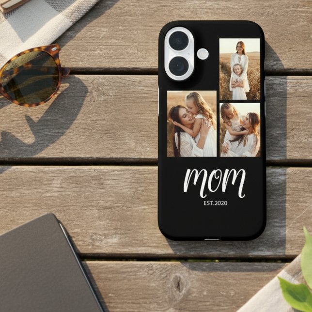 Mum Established Script Black 3 Photo iPhone 16 Case (Creator Uploaded)