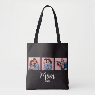 Mum Established Script Black 3 Photo  Tote Bag