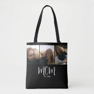 Mum Established Script Black 3 Photo Tote Bag
