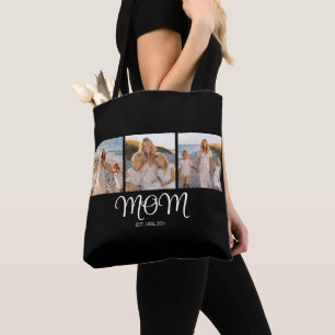 Mum Established Script Black 3 Photo Tote Bag
