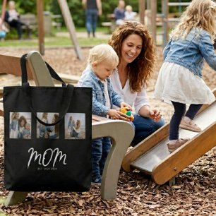 Mum Established Script Black 3 Photo Tote Bag