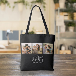 Mum Established Script Black 3 Photo Tote Bag