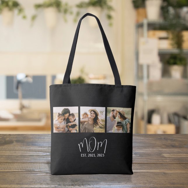 Mum Established Script Black 3 Photo Tote Bag (Creator Uploaded)
