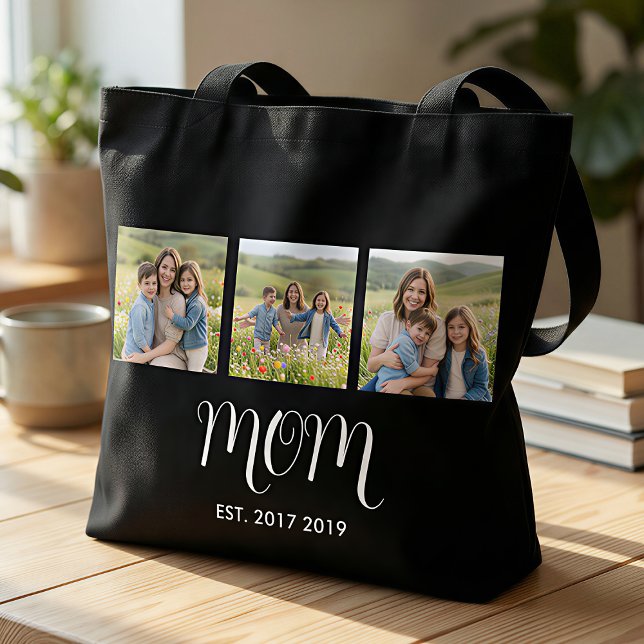 Mum Established Script Black 3 Photo Tote Bag (Creator Uploaded)