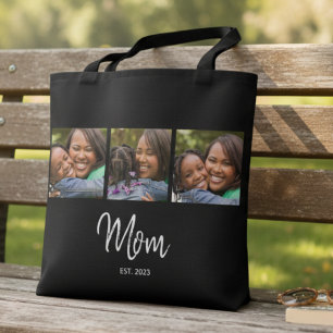 Mum Established Script Black 3 Photo Tote Bag