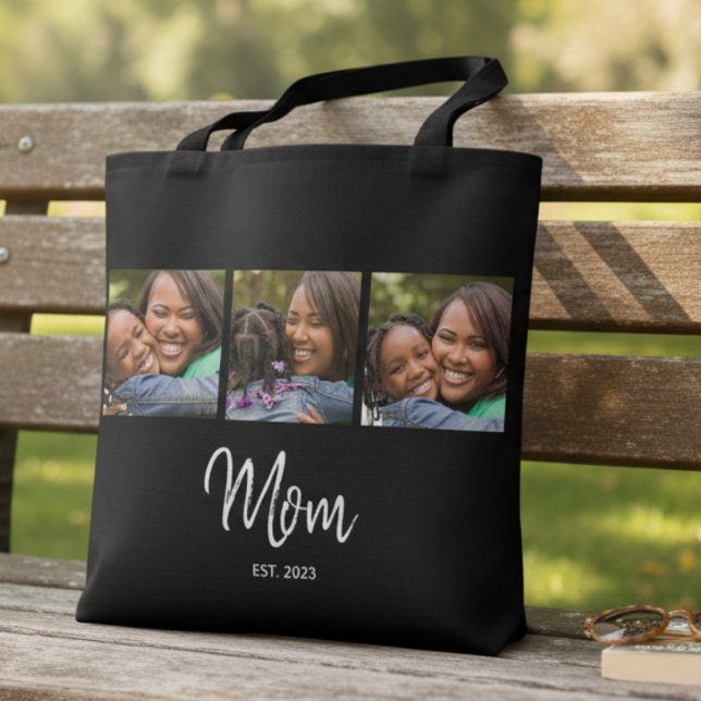 Mum Established Script Black 3 Photo Tote Bag (Creator Uploaded)