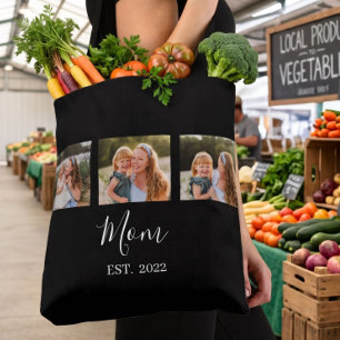 Mum Established Script Black 3 Photo Tote Bag