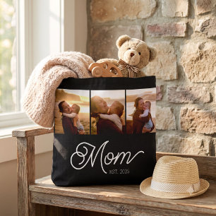 Mum Established Script Black 3 Photo Tote Bag