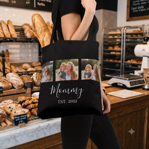 Mum Established Script Black 3 Photo Tote Bag