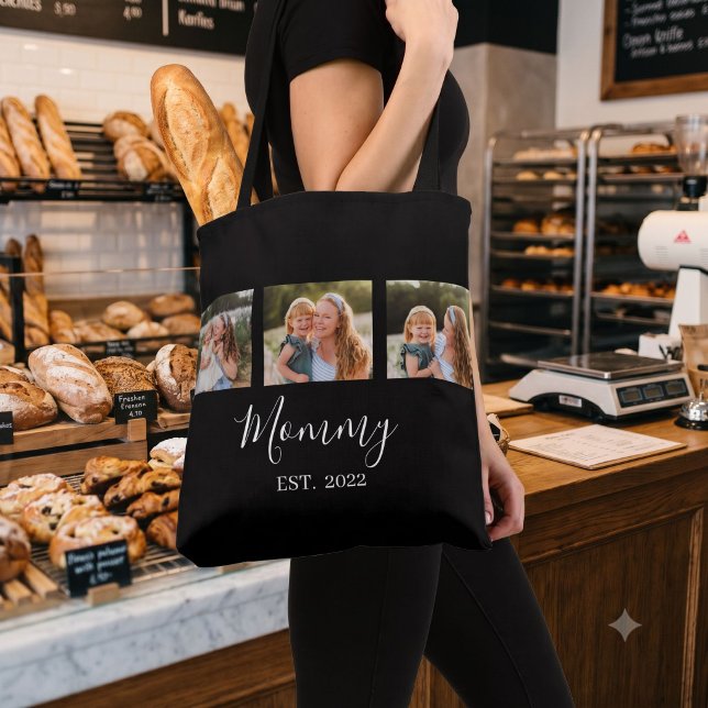 Mum Established Script Black 3 Photo Tote Bag (Creator Uploaded)