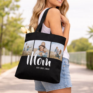 Mum Established Script Black 3 Photo Tote Bag