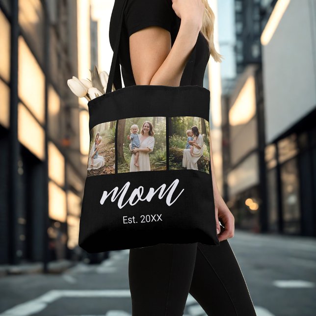 Mum Established Script Black 3 Photo Tote Bag (Creator Uploaded)