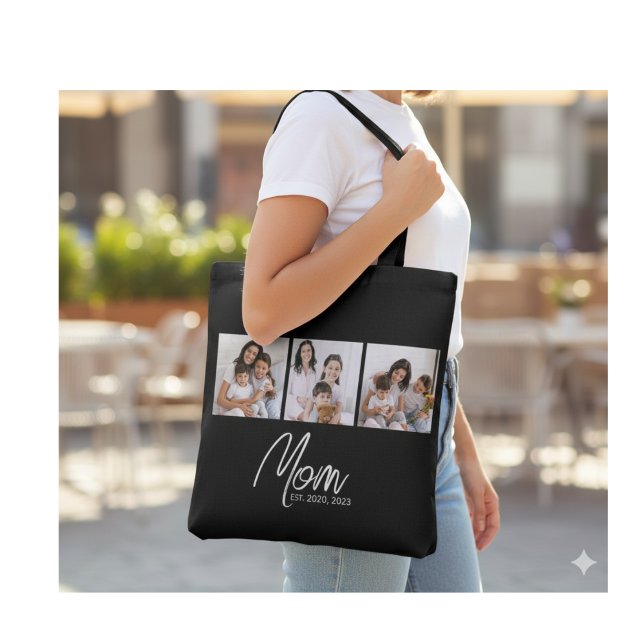 Mum Established Script Black 3 Photo Tote Bag (Creator Uploaded)