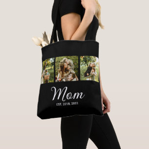 Mum Established Script Black 3 Photo Tote Bag