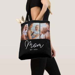 Mum Established Script Black 3 Photo Tote Bag