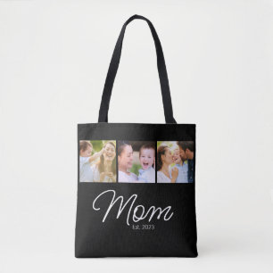 Mum Established Script Black 3 Photo Tote Bag