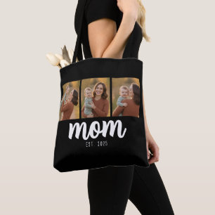 Mum Established Script Black 3 Photos Tote Bag
