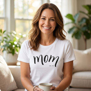 Mum Established Script Black Custom Year New Mama T-Shirt